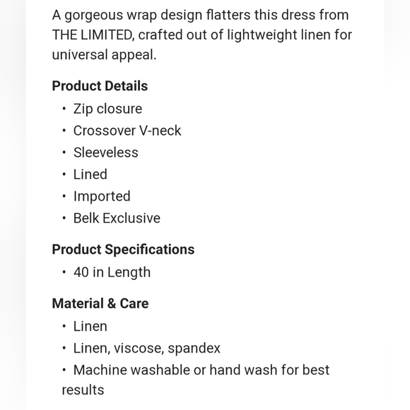 🔥NWT The Limited 22W Linen Sleeveless Wrap Dress - Picture 16 of 17